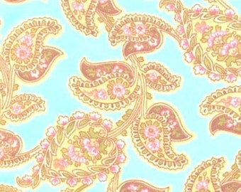 Aqua Paisley Cotton Percale Fabric: Lightweight Apparel Yardage, blue paisley, percale paisley,
