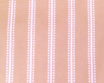 Pink Stripe Cotton Percale Fabric: Lightweight 300 Thread Count, tan stripe,