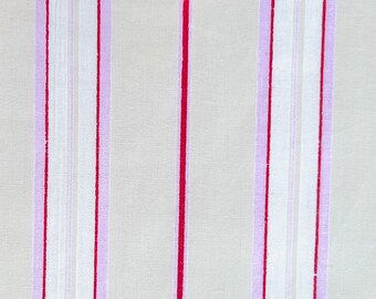 Striped Cotton Percale Fabric: Green & Pink Shirting, 300 Thread Count