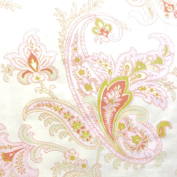 Cotton percale, percale, cotton by the yard, paisley, cotton yardage, pink paisley, 100% cotton, bedding fabric, dressmaker, aqua fabric