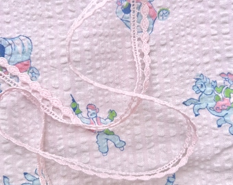 Trim, pink trim, pale pink trim, French trim, cotton trim, French cotton, doll trim, narrow trim, lacy trim, baby girl trim, cotton lace