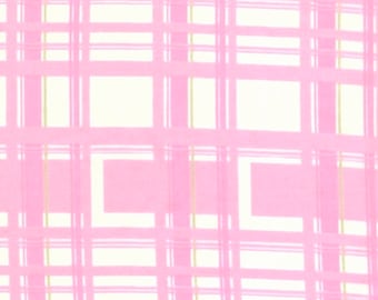 Pink Plaid Cotton Percale Fabric: Lightweight Apparel Material, juvenile pattern, plaid,