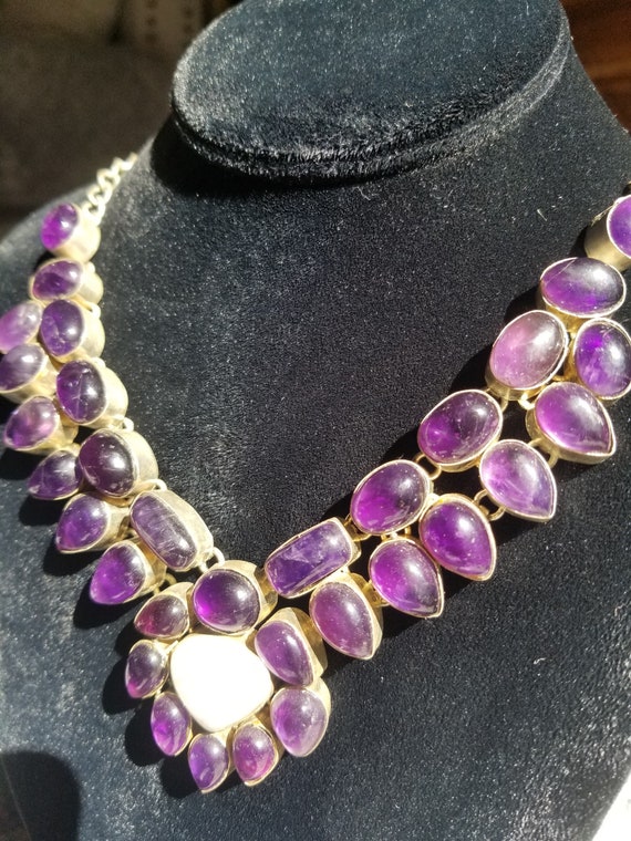 Amethyst and Moonstone lux silver boho necklace - image 3