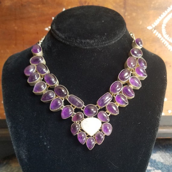 Amethyst and Moonstone lux silver boho necklace - image 1