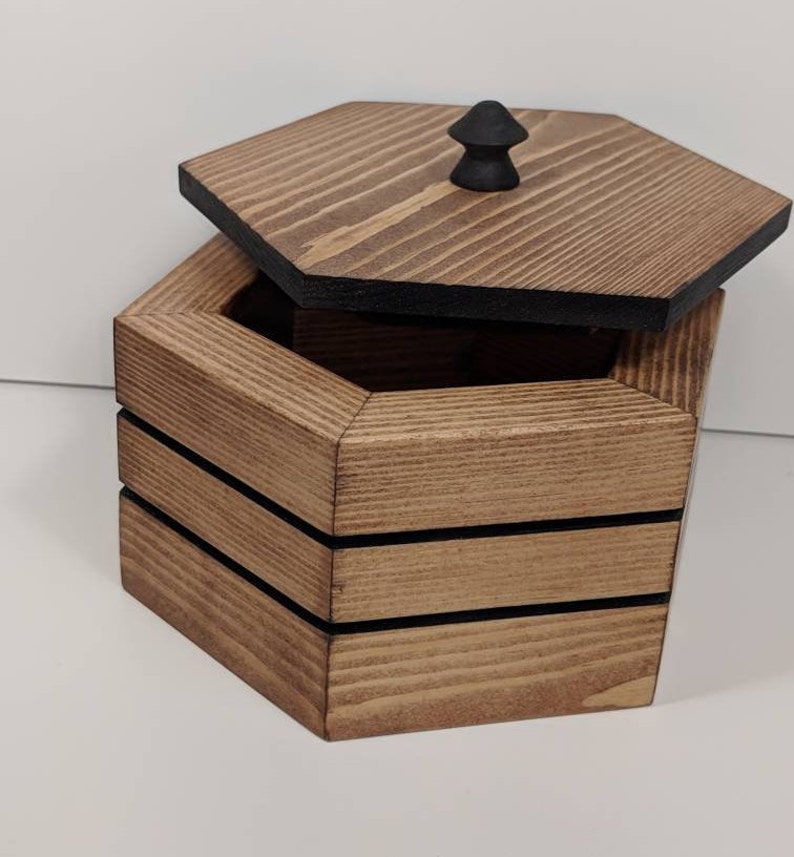 Wood candy box with lid. Wood box with lid. Pentagon Box 