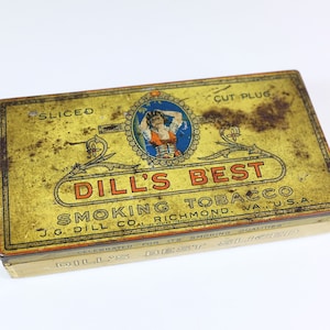 Vintage Dill's Best cigarette tobacco tin - Retro cigarette box - Dills Best Smoking Tobacco Tin