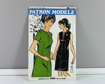 1960 Vintage french sewing pattern for a woman sixties dress french size 48 by Les Patrons Modèle from Échos de la Mode