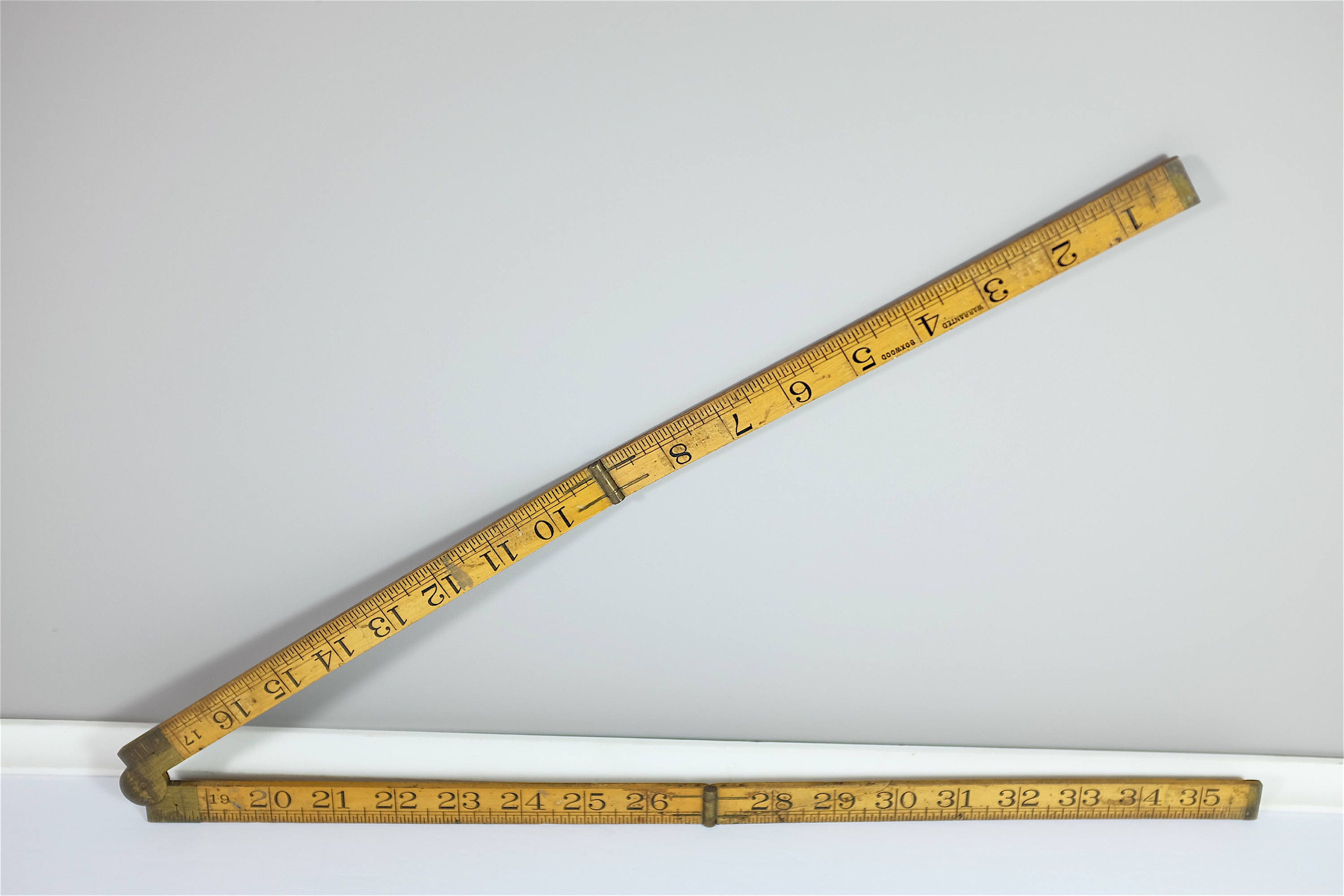 Vintage Lufkin 3752B ruler Retro 35 inches wood and brass Etsy
