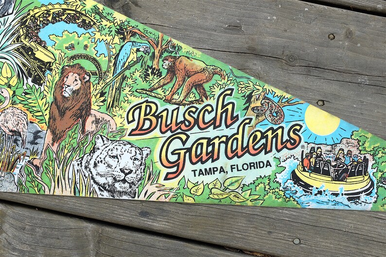 Vintage Busch Gardens, Tampa, Florida, USA felt pennant Vintage pennant Retro pennant Vintage souvenir flag image 3