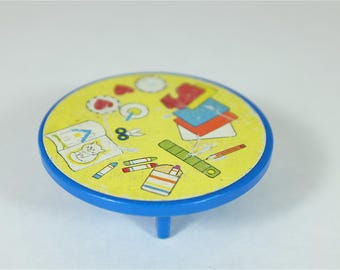 1970 Vintage Fisher Price round blue table - Fisher Price retro Little People table - Fisher Price house furniture