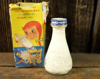 Vintage Esquire SCUFF-KOTE Superwhite by Esquire - Vintage little glass bottle - Collectible retro bottle