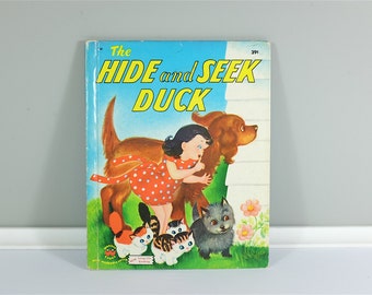 Vintage children book, The Hide and Seek Duck - Vintage 1952 Wonder Book - Vintage kids book - Retro children Wonder Book