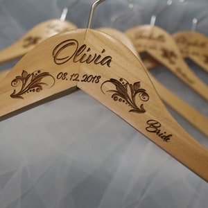 Custom Engraved Hanger, Wedding Party Hanger, Bridal Hanger, Wooden Hanger, Wedding Dress Hanger, Bridesmaid Dress Hanger, Wedding