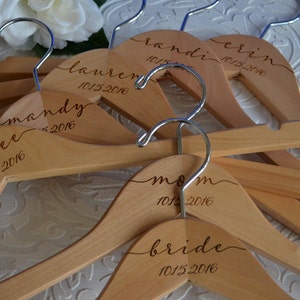FAST Shipping Bridal Party Hangers - Wood Bridal Hangers - Wedding Dress Hangers - Personalized Wedding Hangers - Engraved Bridal Hangers