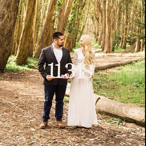 Save the Date Sign Cutout Wood Sign Engagement photos Rustic Wedding Date Sign Wedding Decoration Photography Prop image 2