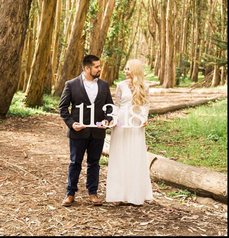 Save the Date Sign Cutout Wood Sign Engagement photos Rustic Wedding Date Sign Wedding Decoration Photography Prop image 2