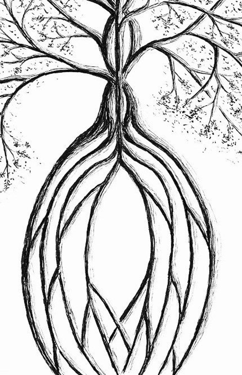 Custom Tree Illustration, hand drawn art, original drawing, pen & ink illustration, black and white wall art, nature wall decor image 5