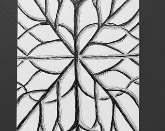 Custom Black and white Tree Illustration, hand drawn illustration, original art drawing, pen & ink illustration,  tree drawing, wall art