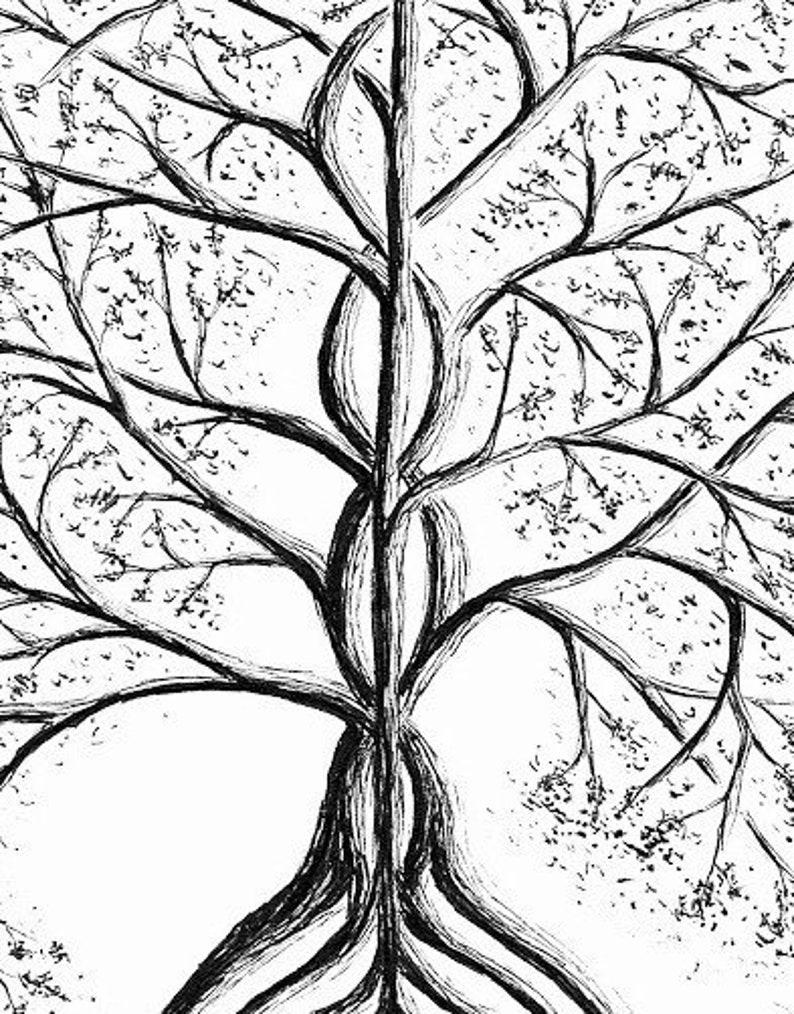 Custom Tree Illustration, hand drawn art, original drawing, pen & ink illustration, black and white wall art, nature wall decor image 4