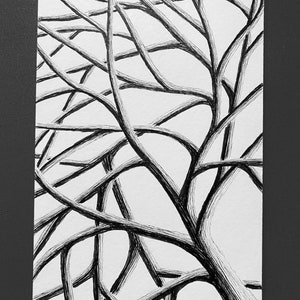 Custom Tree Branches Illustration, hand drawn illustration, original art drawing, pen & ink, tree drawing, black and white wall art image 1