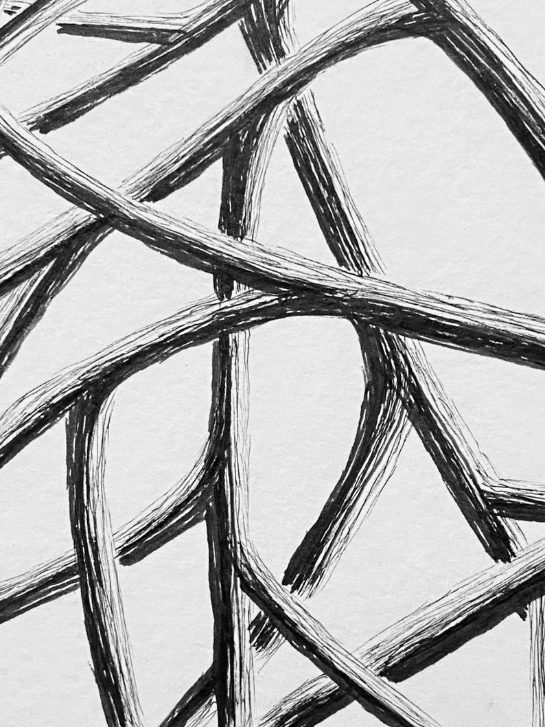 Custom Tree Branches Illustration, hand drawn illustration, original art drawing, pen & ink, tree drawing, black and white wall art image 3