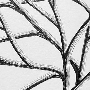 Custom Tree Branches Illustration, hand drawn illustration, original art drawing, pen & ink, tree drawing, black and white wall art image 5