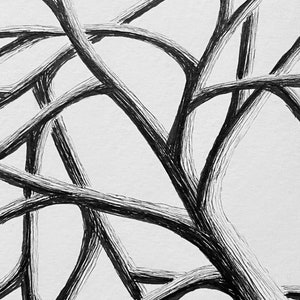 Custom Tree Branches Illustration, hand drawn illustration, original art drawing, pen & ink, tree drawing, black and white wall art image 2