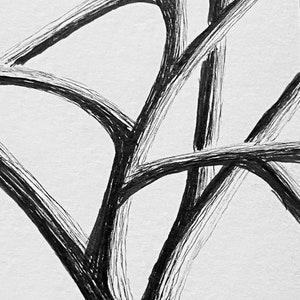 Custom Tree Branches Illustration, hand drawn illustration, original art drawing, pen & ink, tree drawing, black and white wall art image 6