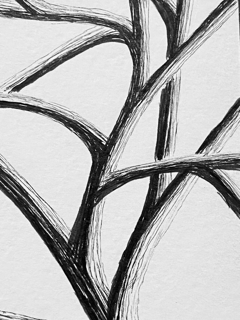 Custom Tree Branches Illustration, hand drawn illustration, original art drawing, pen & ink, tree drawing, black and white wall art image 6