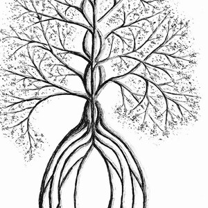 Custom Tree Illustration, hand drawn art, original drawing, pen & ink illustration, black and white wall art, nature wall decor image 1