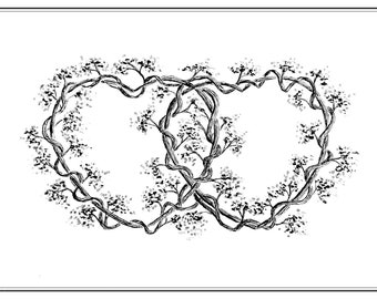 Valentine Hearts Vine Shaped Hearts Wooden Heart with Vines Interlocked Hearts Digital Postcard Ecard