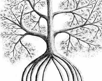 Custom Tree Illustration, hand drawn art, original drawing, custom pen & ink illustration, black and white wall art, nature wall decor