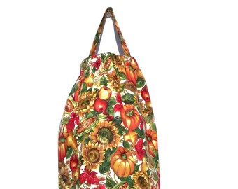 pantry organization, sunflower and pumpkin decor, fall kitchen pantry decor, fabric grocery bag holder, kitchen bag dispenser, bag organizer