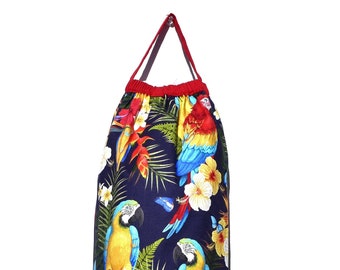 Plastic bag holder, pantry organization, kitchen decor and organization, tropical decor, summer decor, bag organizer, beach house, macaw