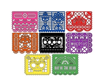 Papel Picado Banner, Day of the Dead Fiesta Decor, Mexican Sugar Skull Altar