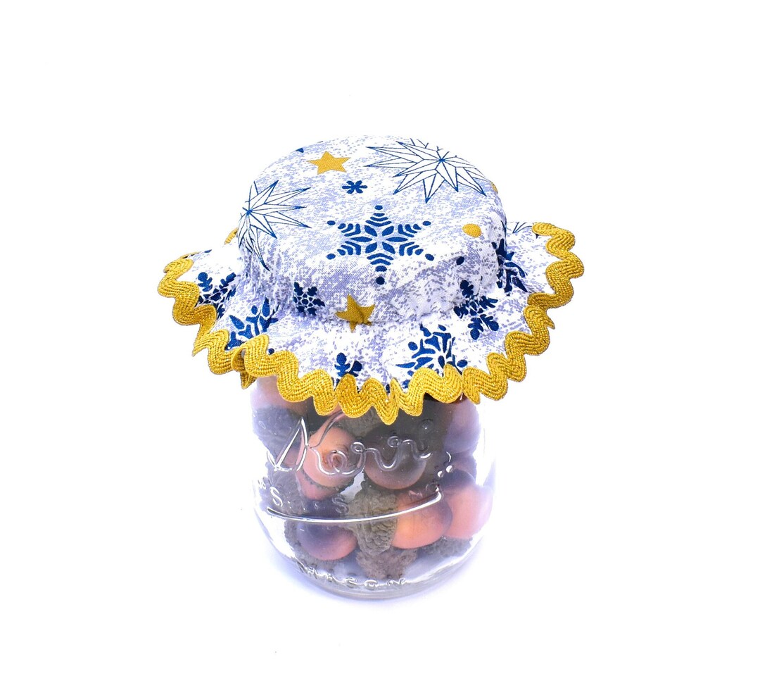 Christmas Mason Jar Fabric Covers, Canning Jar Fabric Lid Covers
