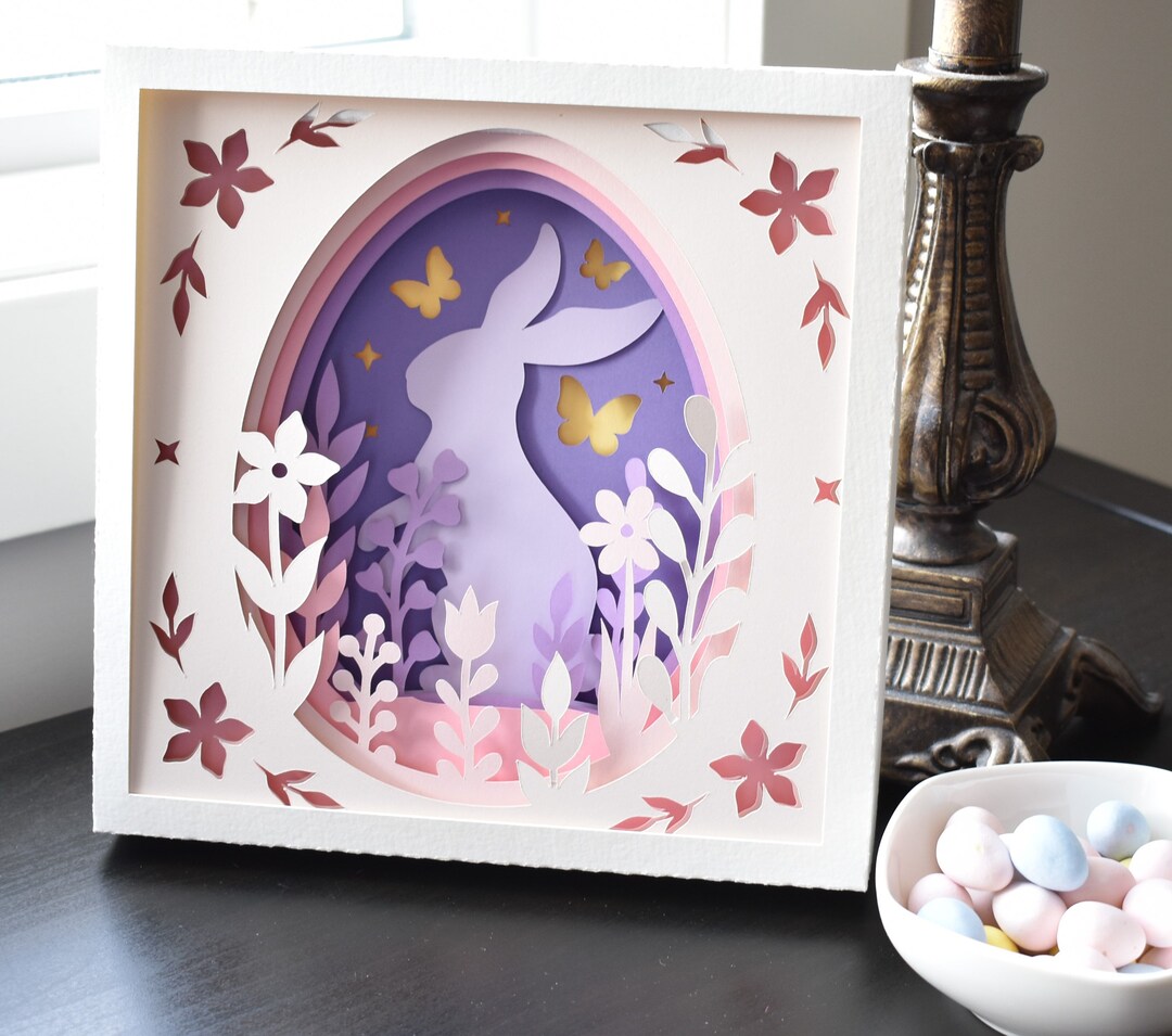 3D Easter Bunny Cardstock Shadow Box DIY Kit, Easter Bunny Craft for ...
