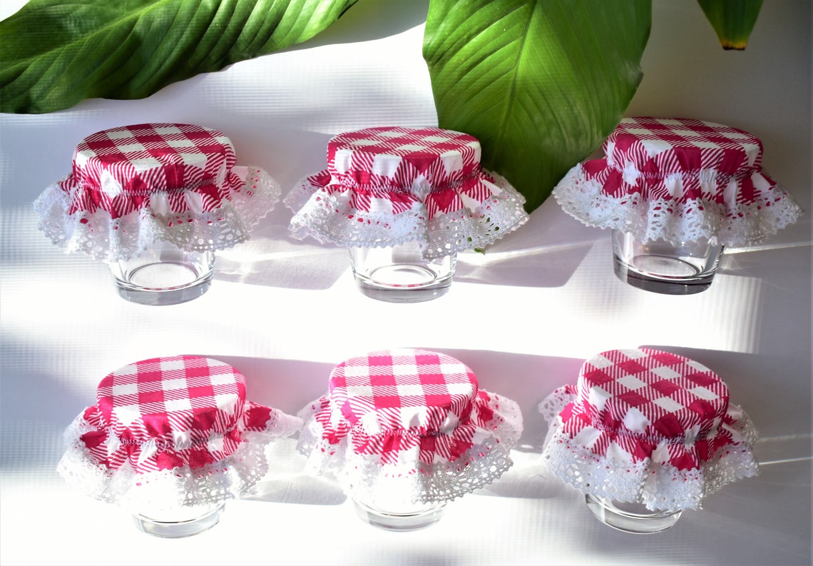 Mason Jar Decor Checkered Fabric Jar Cover Reusable Jar Etsy