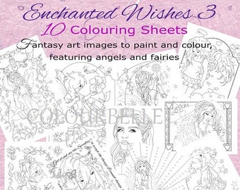 INSTANT DOWNLOAD - Coloring Pack for adults & children - printable Enchanted Wishes Coloring Book 3 Mix pack Fairies and Angels