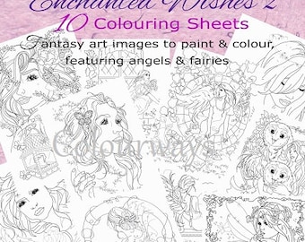 INSTANT DOWNLOAD - Coloring Pack for adults and children - printable Enchanted Wishes Colouring Book 2 Ethereal Fairies and Angels