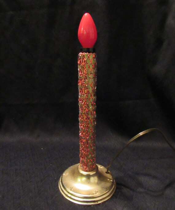 Items similar to Vintage Christmas Window Candle Electric Red Metal