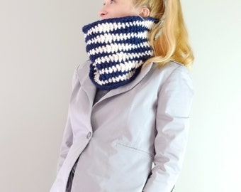 PATTERN For Chunky Cowl / Crochet Stripe Chevron Cowl Pattern / Pattern PDF - Instant Download / Detailed Instructions In English