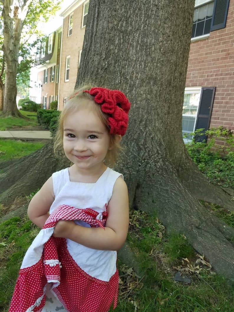 PATTERN to make Crochet Poppy Flower. Photo Props Handmade Headband. Instructions how to make flower headband. image 2