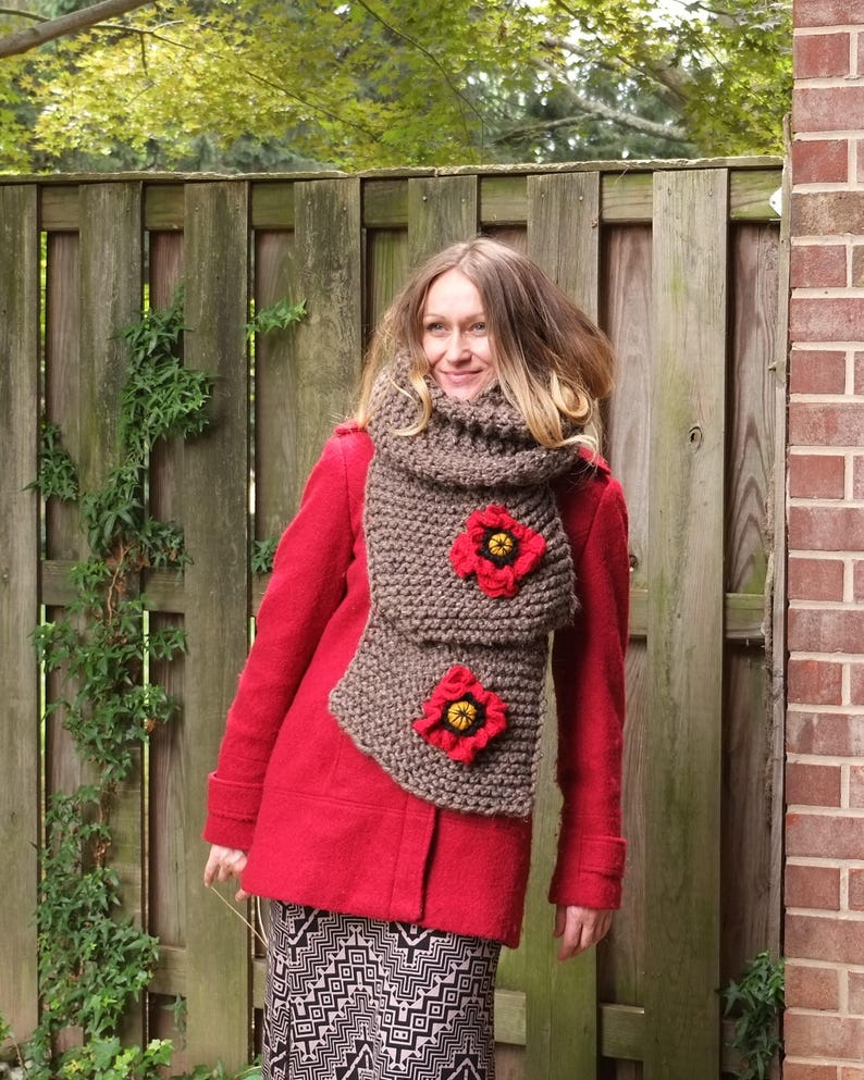 PATTERN to make Crochet Poppy Flower. Photo Props Handmade Headband. Instructions how to make flower headband. image 4