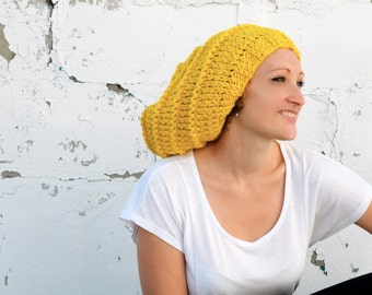 PATTERN Slouchy Hat /  Knit Women Chunky  Beanie Hat Pattern Only / Pattern PDF - Instant Download / Detailed Instructions In English