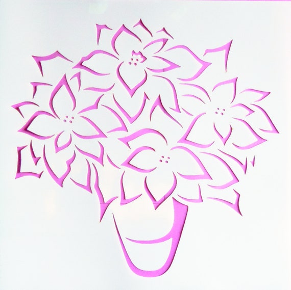 149 Poinsettia Flower Vase Stencil Etsy