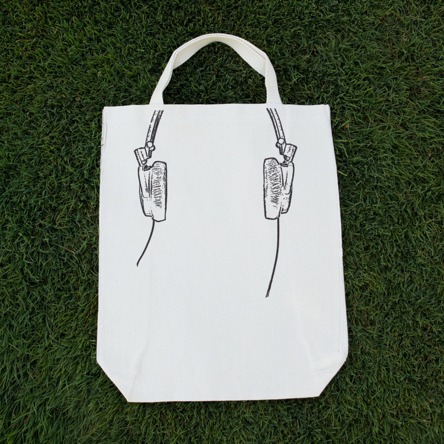 Reusable Canvas Grocery Tote Bag Headphones - Etsy