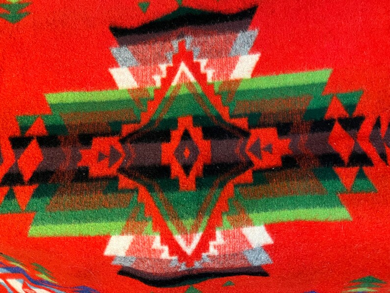 Pendleton Beaver State Wool Blanket/navajo Design/red Green Blue Black