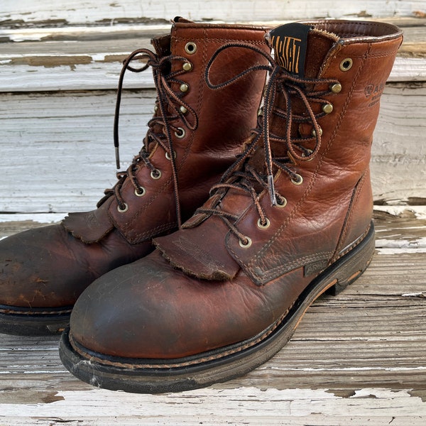 Botte Ariat Work Roper/Cuir marron/Taille homme 8,5/Ranch/Extérieur/Imperméable/Bout renforcé/Western wear