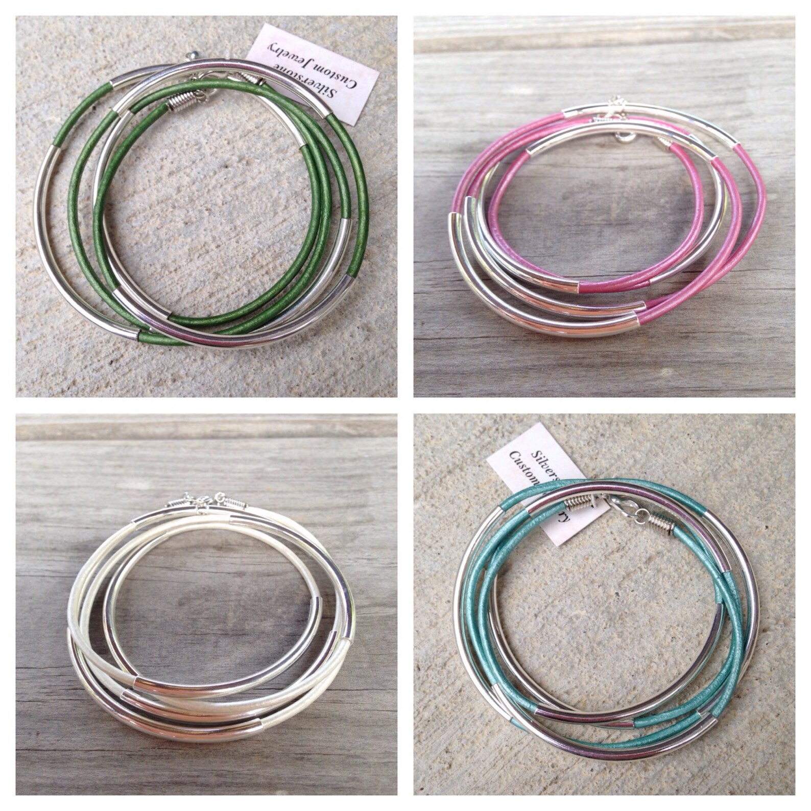 Leather and Silver Bead Wrap Bracelet Etsy